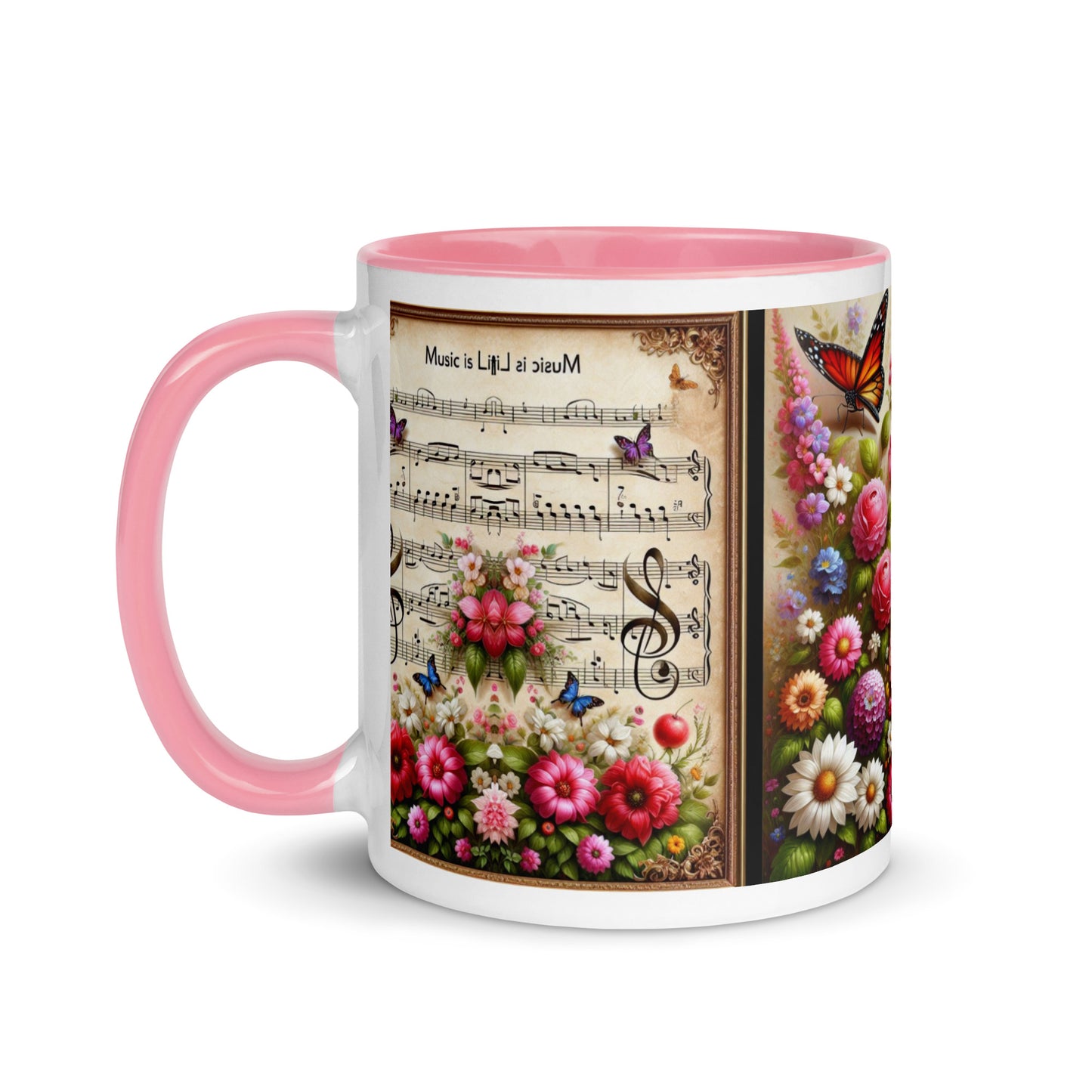 Tasse mit farbiger Innenseite 'Music is life', Teil meiner 'Music is life'-Kollektion