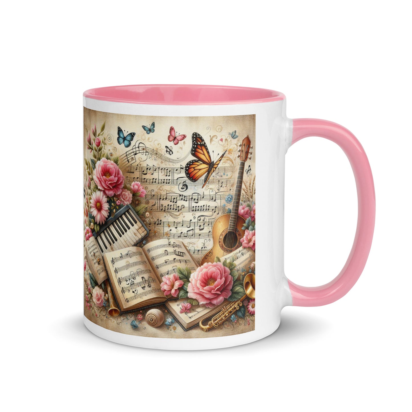 Tasse mit farbiger Innenseite 'Music is life', Teil meiner 'Music is life'-Kollektion