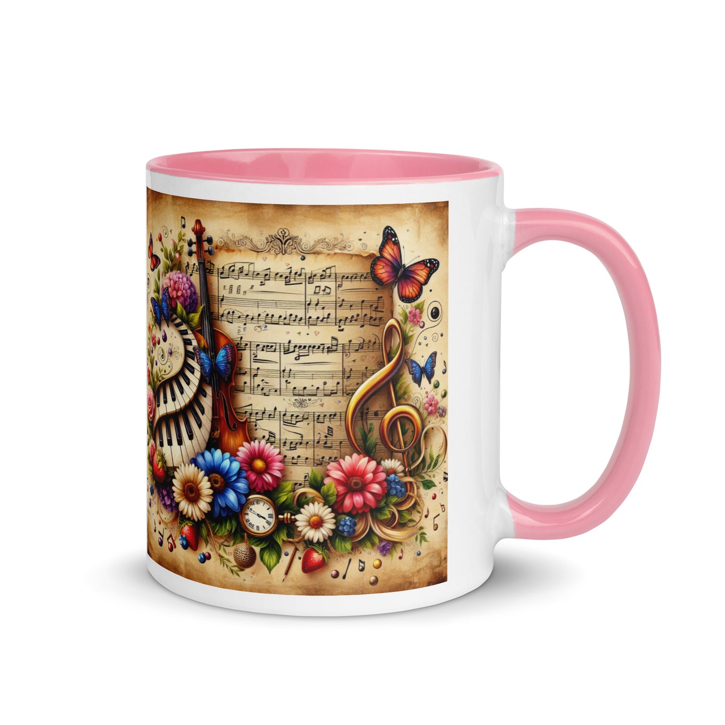 Tasse mit farbiger Innenseite 'Music is life', Teil meiner 'Music is life'-Kollektion