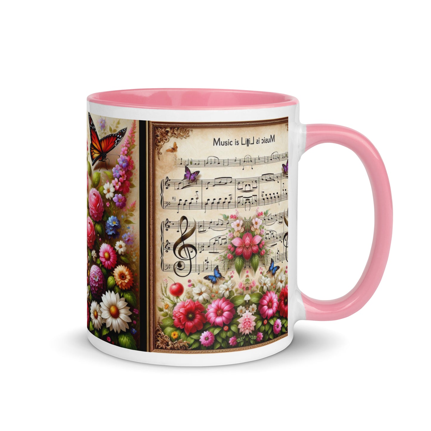 Tasse mit farbiger Innenseite 'Music is life', Teil meiner 'Music is life'-Kollektion