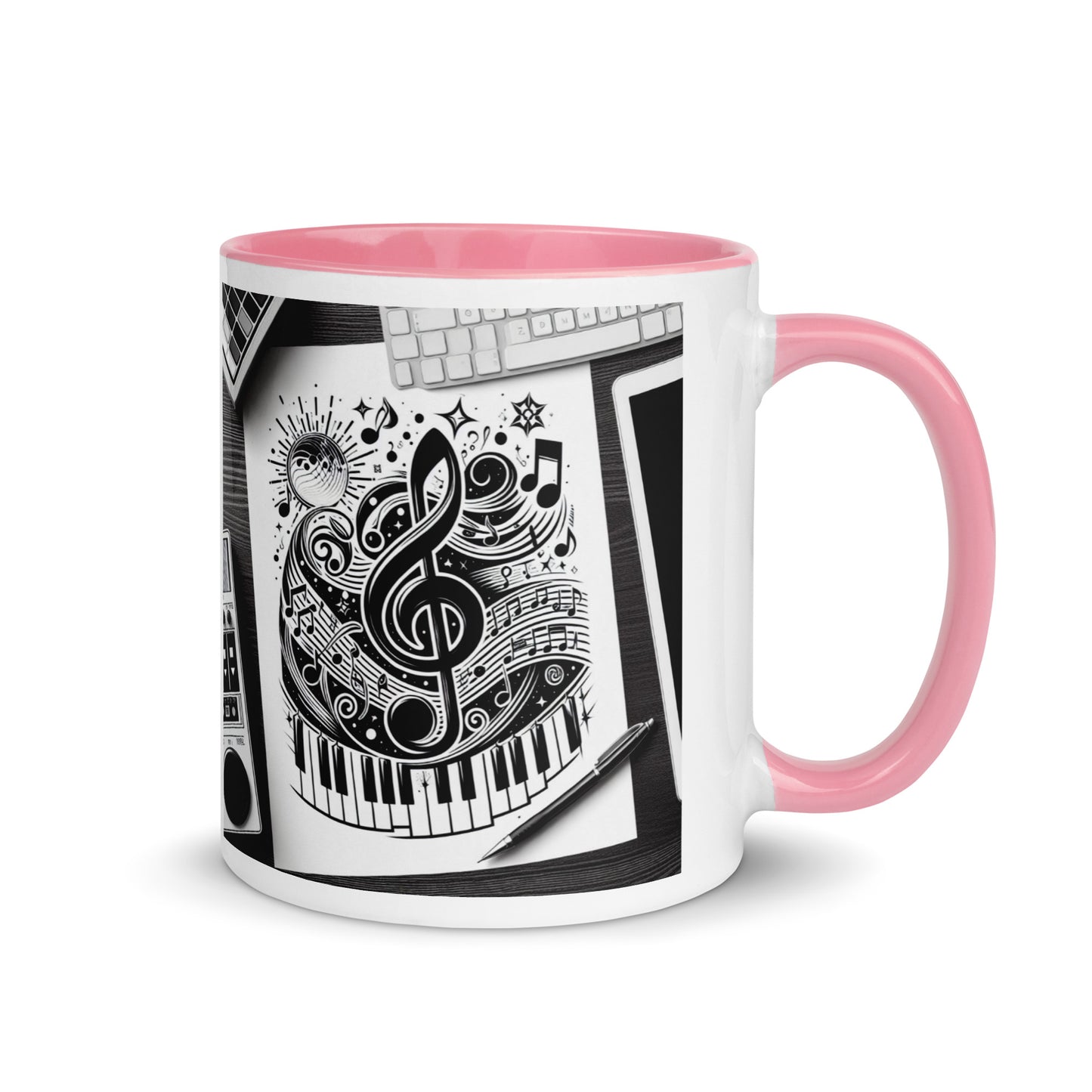 Tasse mit farbiger Innenseite 'Music is life', Teil meiner 'Music is life'-Kollektion