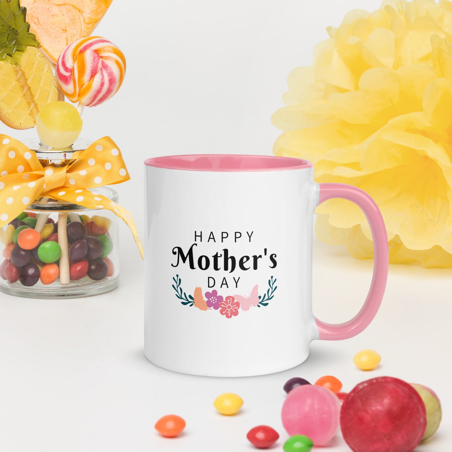 Tasse mit farbiger Innenseite (325 ml) "Happy mother's day"