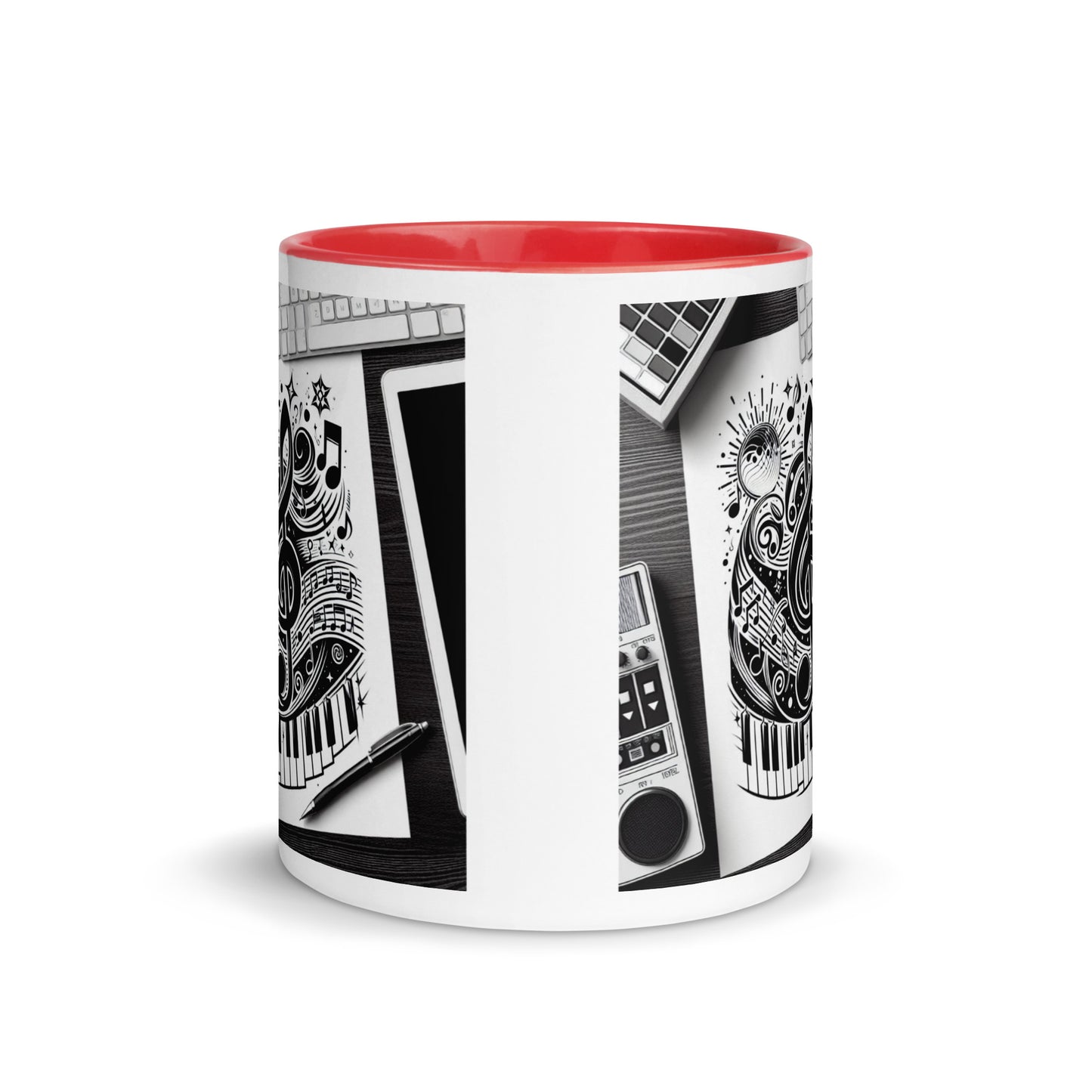 Tasse mit farbiger Innenseite 'Music is life', Teil meiner 'Music is life'-Kollektion