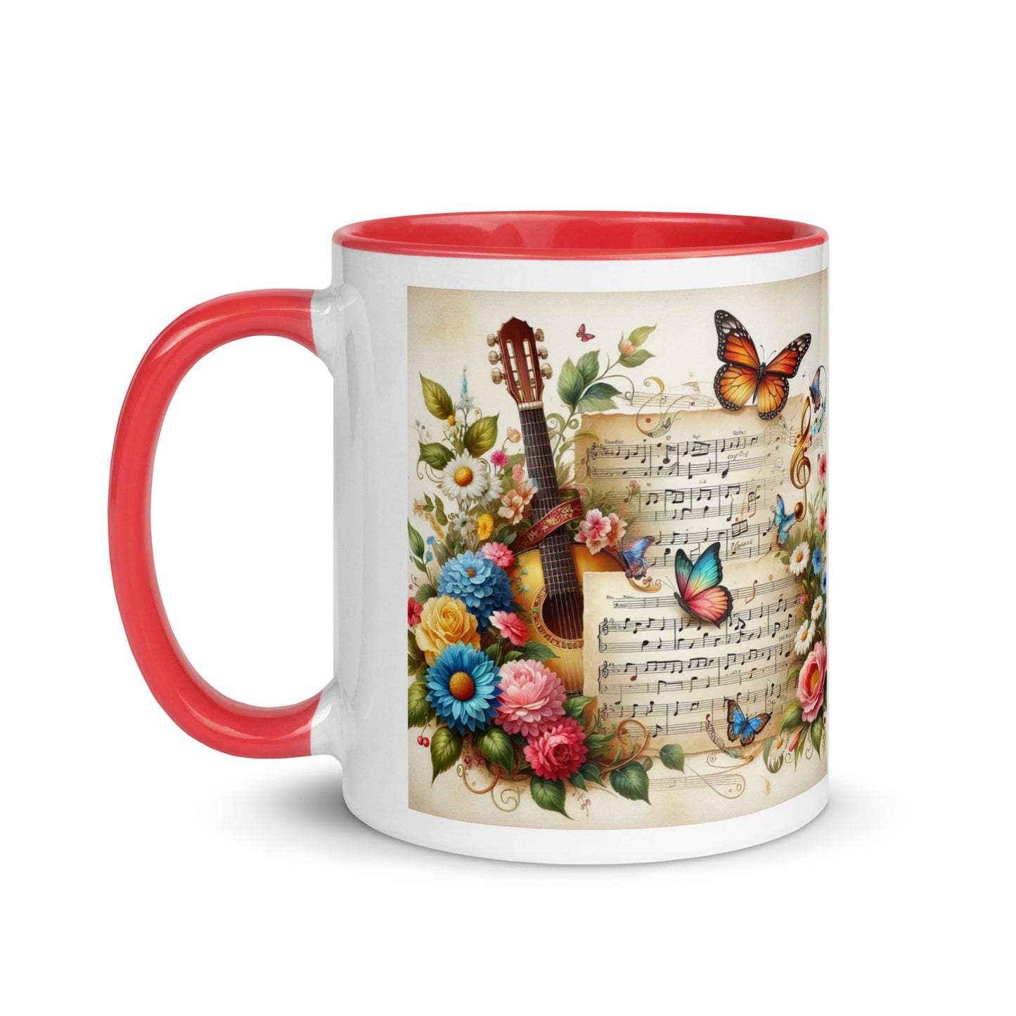 Tasse mit farbiger Innenseite 'Music is life', Teil meiner 'Music is life'-Kollektion