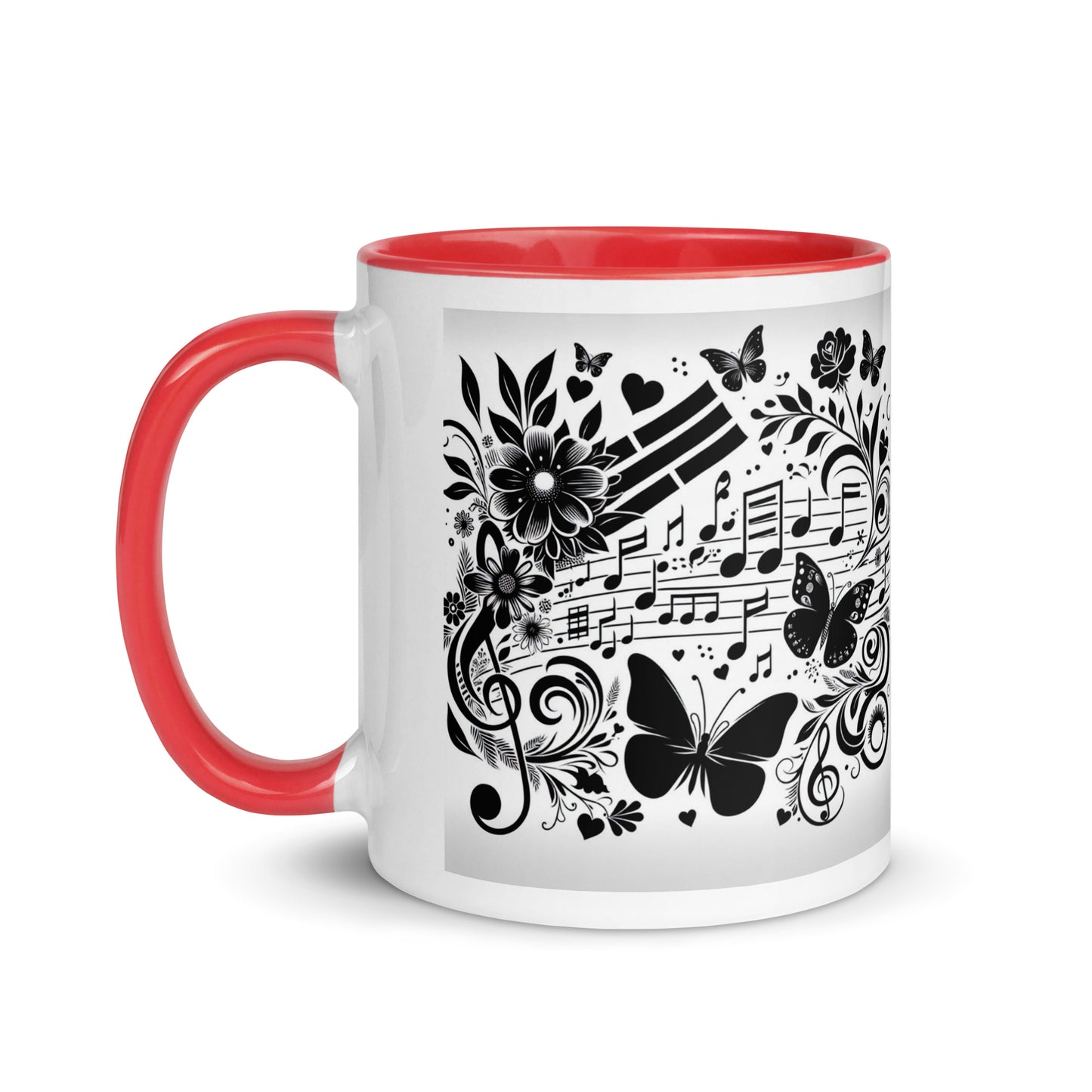 Tasse mit farbiger Innenseite 'Music is life', Teil meiner 'Music is life'-Kollektion