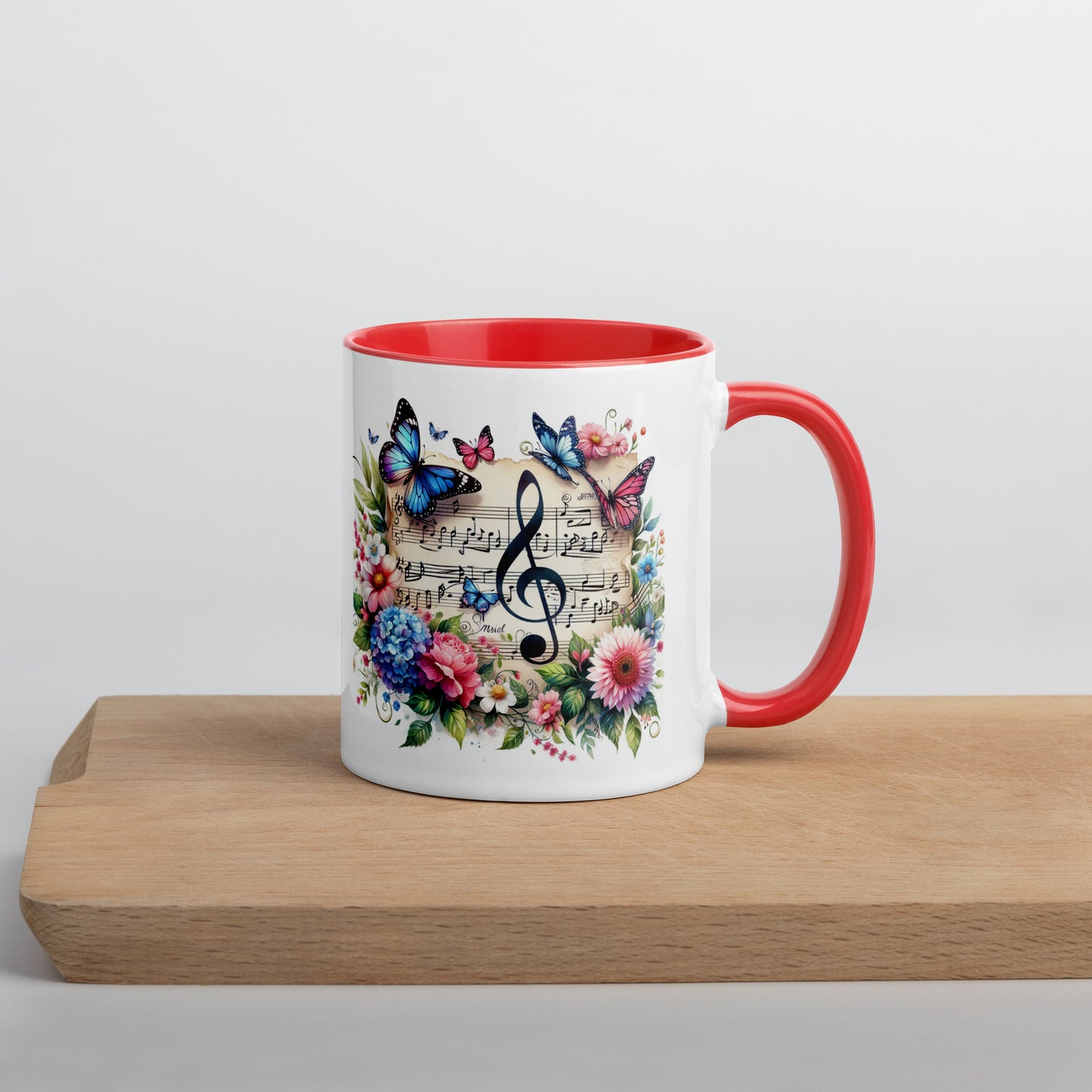 Tasse mit farbiger Innenseite 'Music is life', Teil meiner 'Music is life'-Kollektion