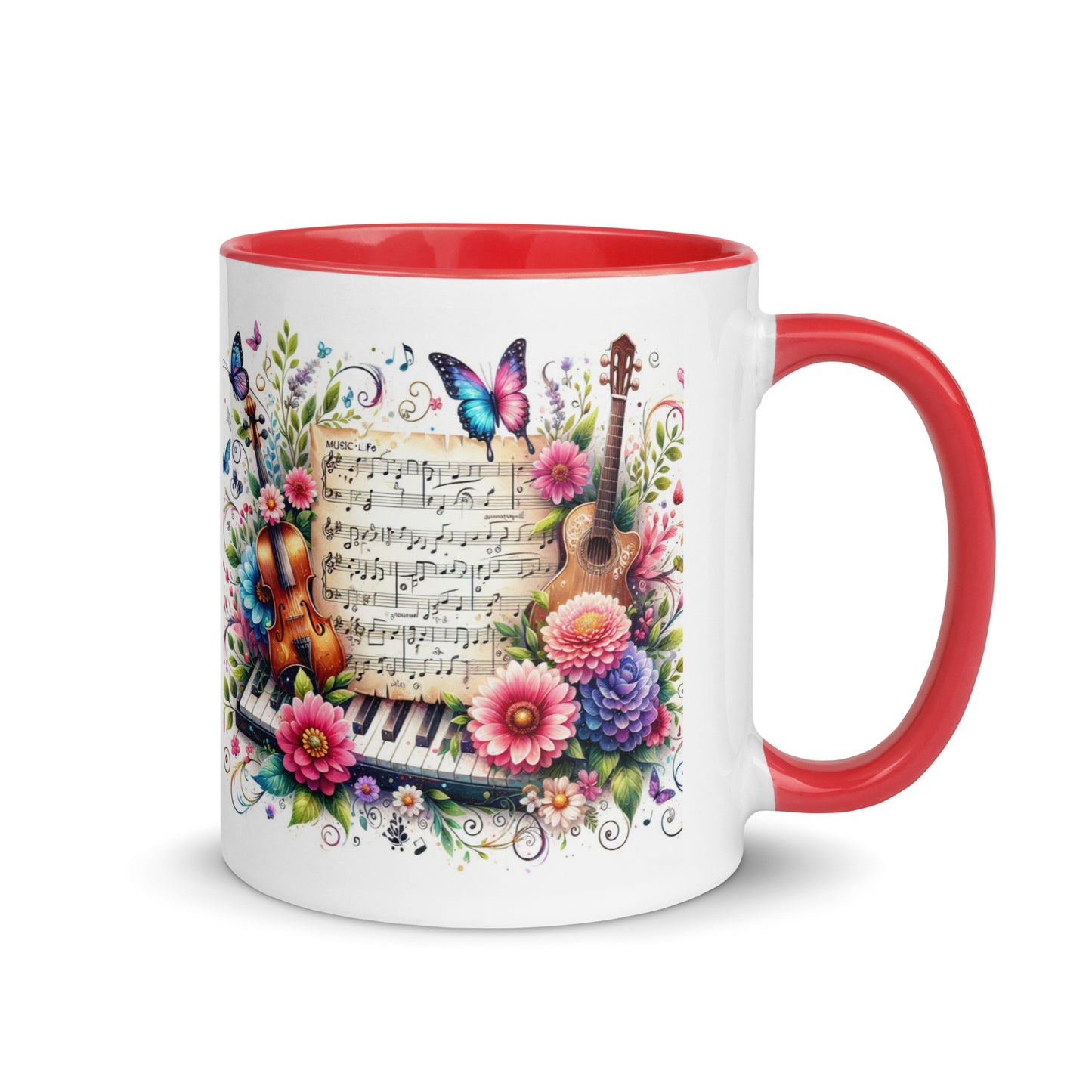 Tasse mit farbiger Innenseite 'Music is life', Teil meiner 'Music is life'-Kollektion