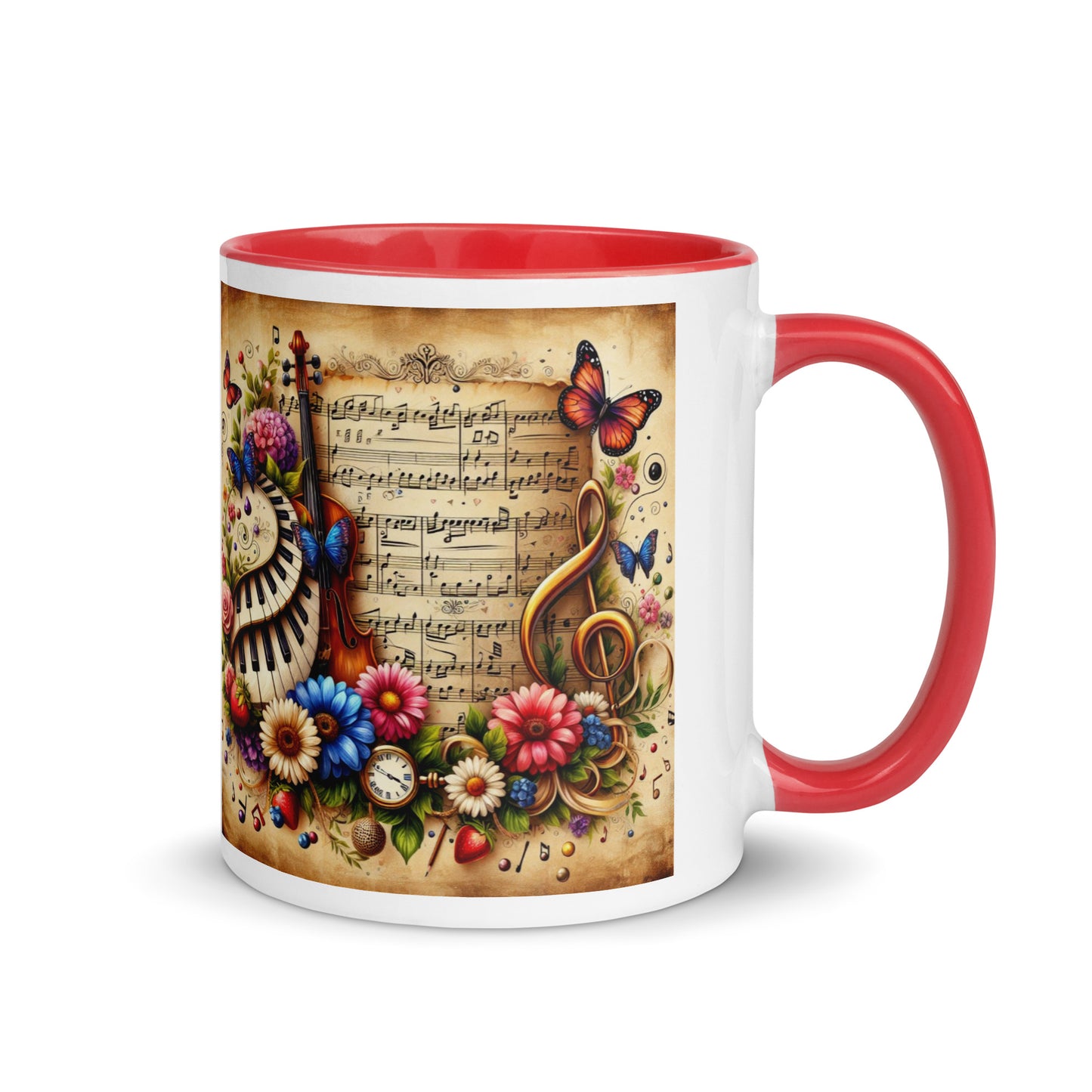 Tasse mit farbiger Innenseite 'Music is life', Teil meiner 'Music is life'-Kollektion