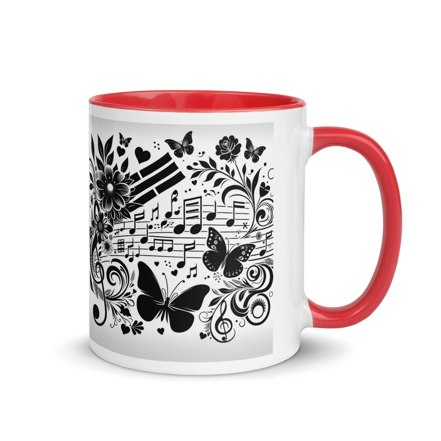 Tasse mit farbiger Innenseite 'Music is life', Teil meiner 'Music is life'-Kollektion