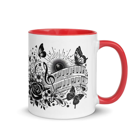 Tasse mit farbiger Innenseite 'Music is life', Teil meiner 'Music is life'-Kollektion