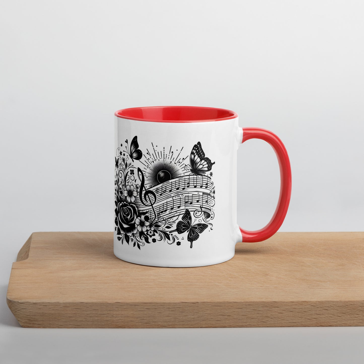 Tasse mit farbiger Innenseite 'Musik & meine Poesie'