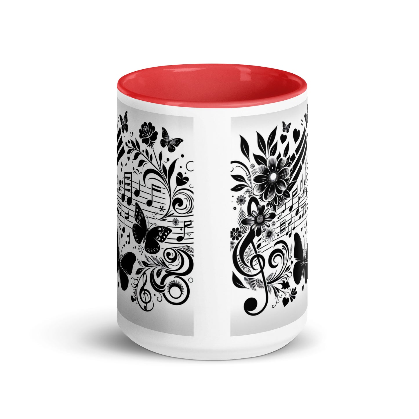 Tasse mit farbiger Innenseite 'Music is life', Teil meiner 'Music is life'-Kollektion