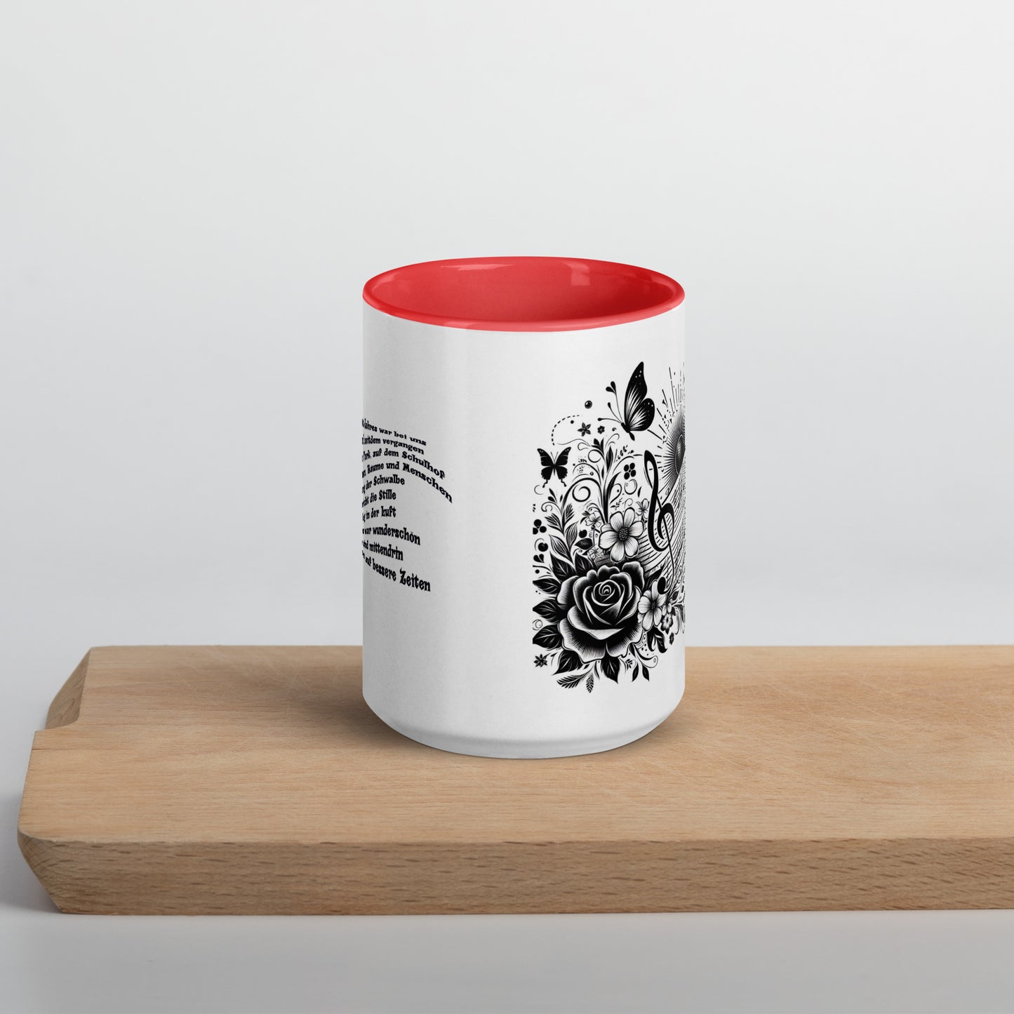 Tasse mit farbiger Innenseite 'Musik & meine Poesie'