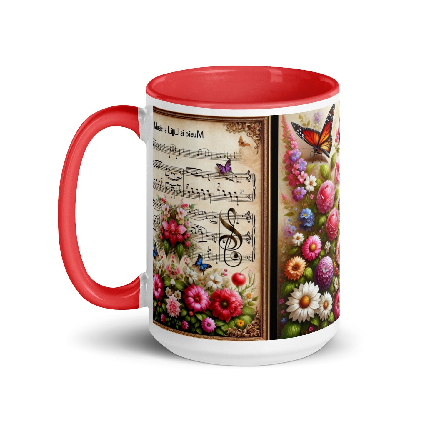 Tasse mit farbiger Innenseite 'Music is life', Teil meiner 'Music is life'-Kollektion