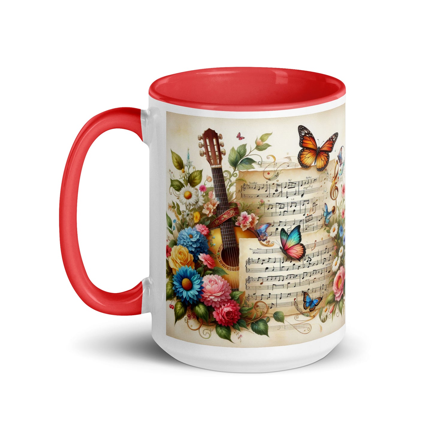 Tasse mit farbiger Innenseite 'Music is life', Teil meiner 'Music is life'-Kollektion