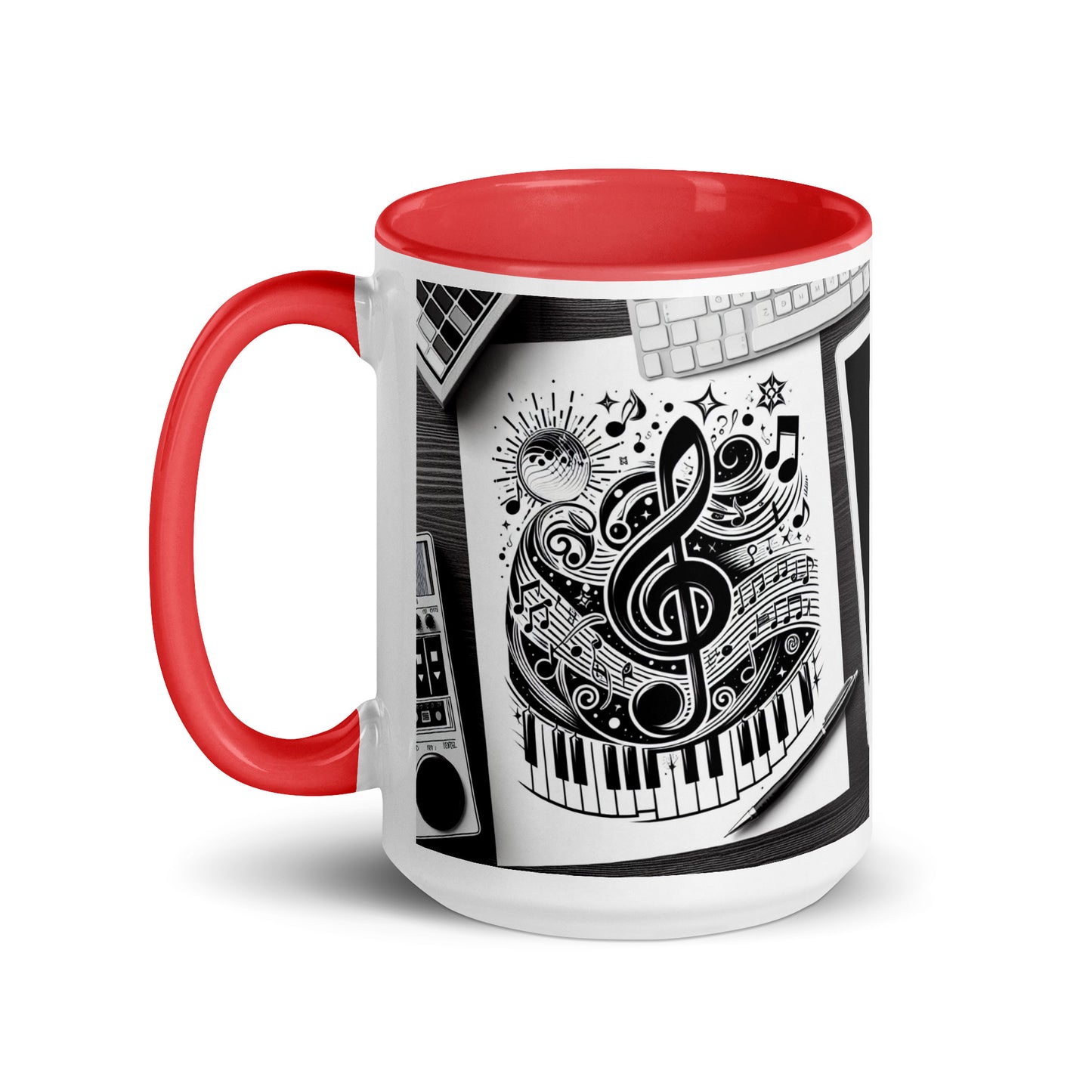 Tasse mit farbiger Innenseite 'Music is life', Teil meiner 'Music is life'-Kollektion