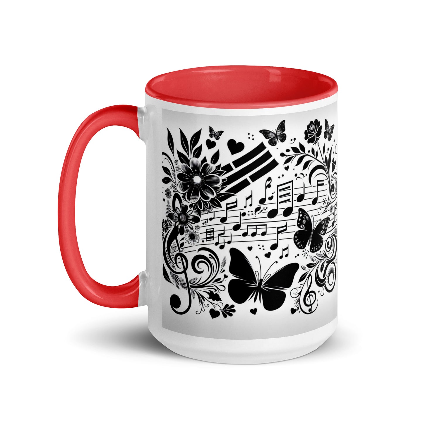 Tasse mit farbiger Innenseite 'Music is life', Teil meiner 'Music is life'-Kollektion