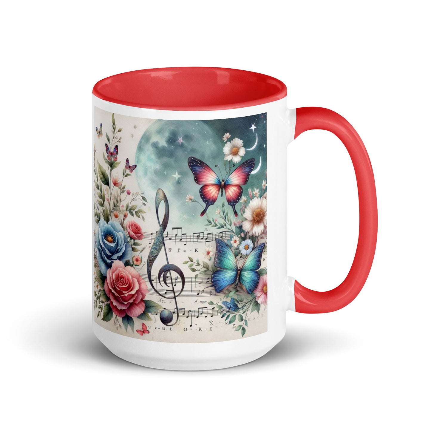 Tasse mit farbiger Innenseite 'Music is life', Teil meiner 'Music is life'-Kollektion