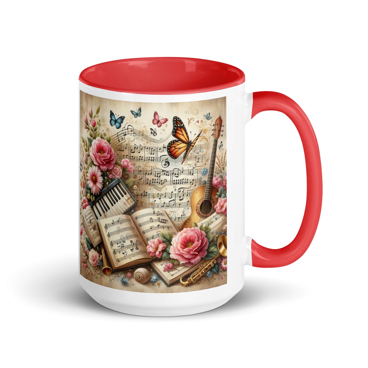 Tasse mit farbiger Innenseite 'Music is life', Teil meiner 'Music is life'-Kollektion