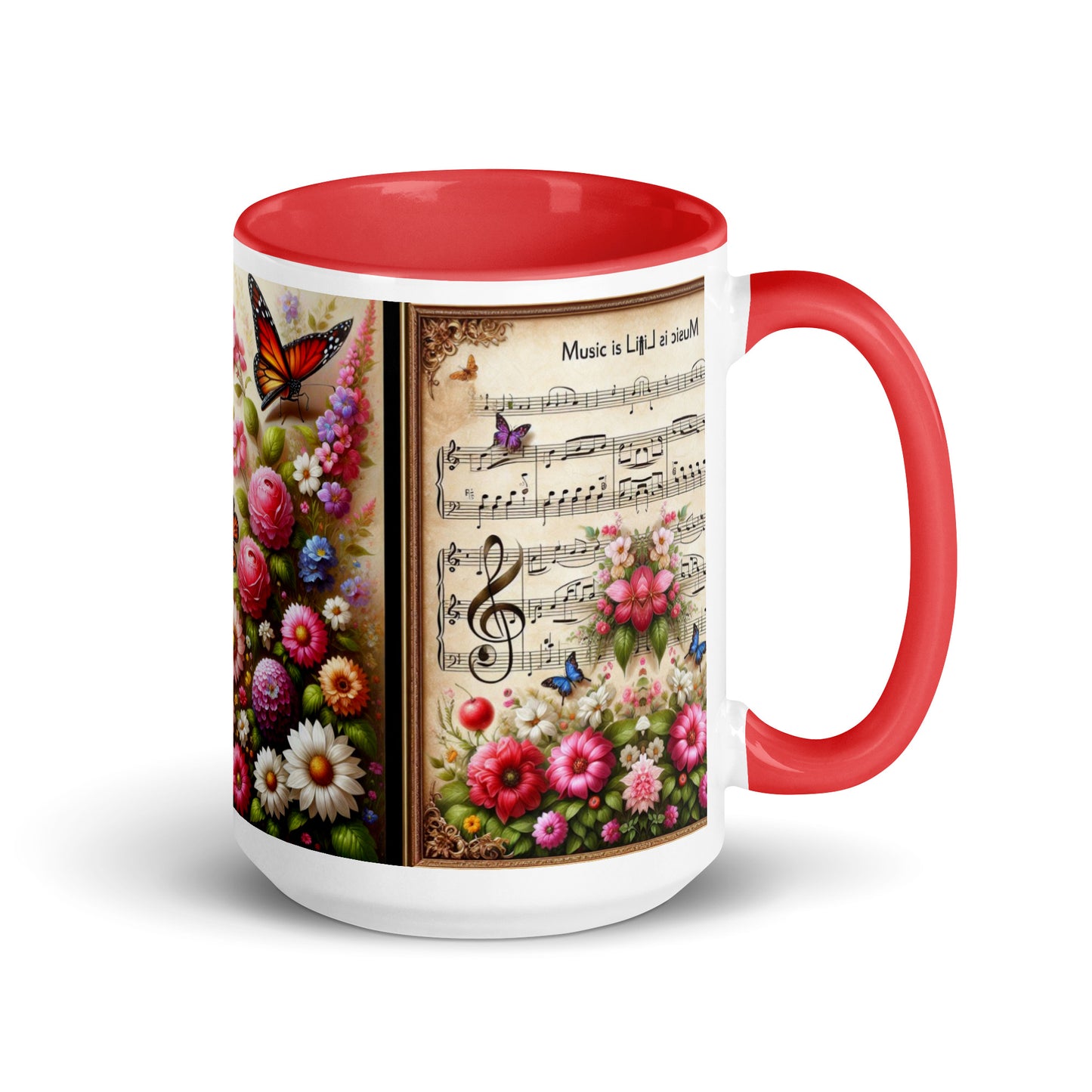 Tasse mit farbiger Innenseite 'Music is life', Teil meiner 'Music is life'-Kollektion