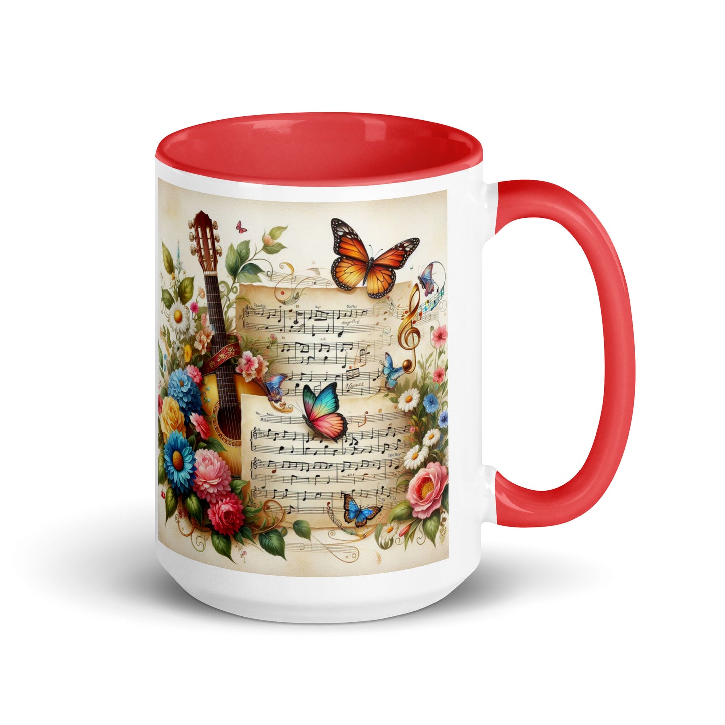 Tasse mit farbiger Innenseite 'Music is life', Teil meiner 'Music is life'-Kollektion