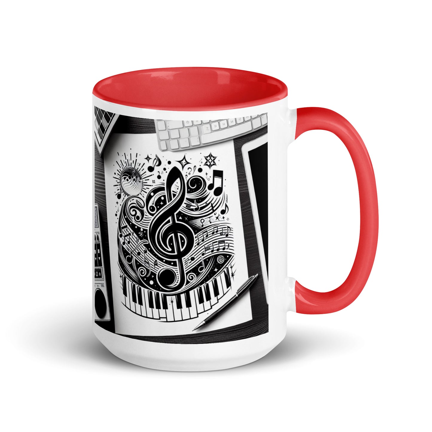 Tasse mit farbiger Innenseite 'Music is life', Teil meiner 'Music is life'-Kollektion