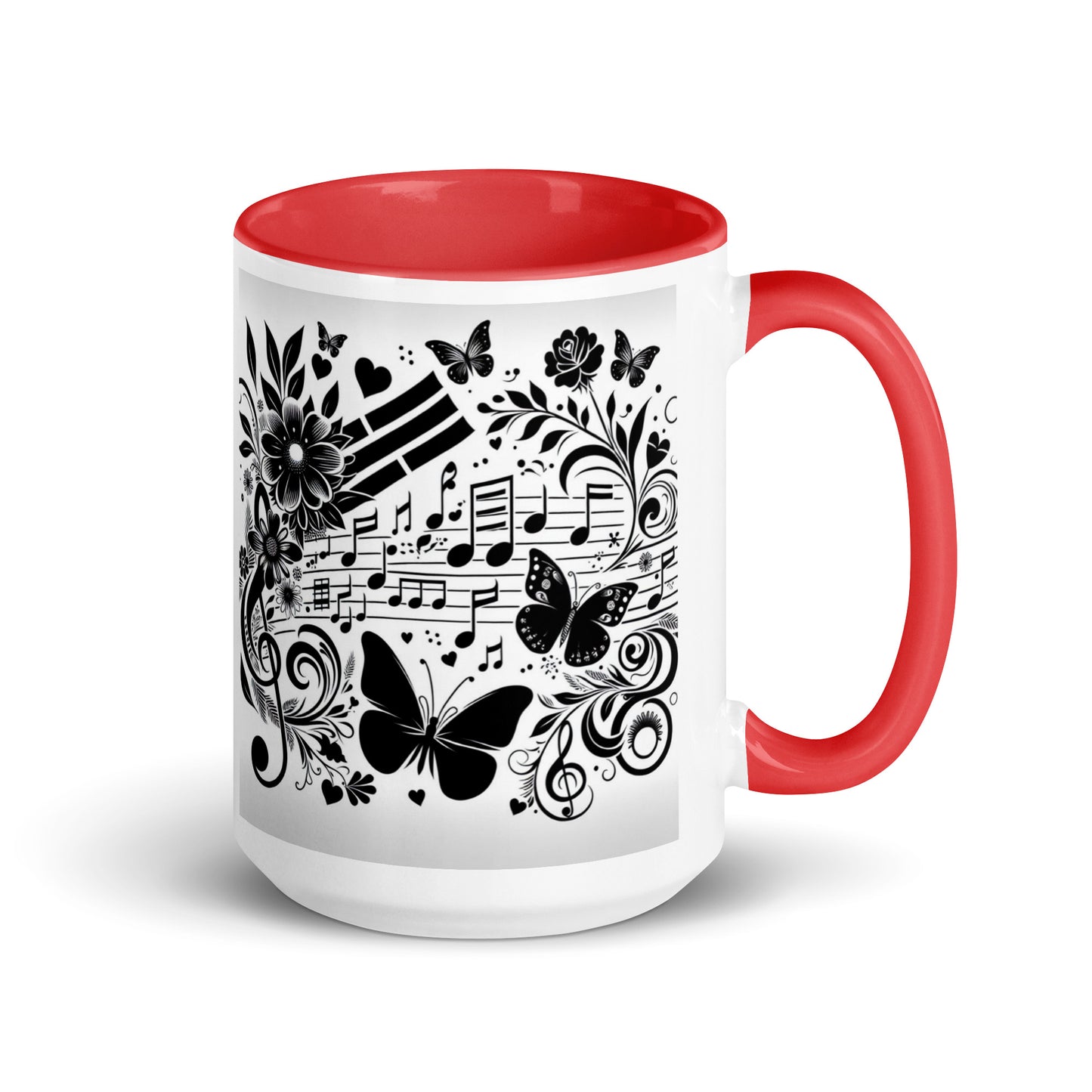 Tasse mit farbiger Innenseite 'Music is life', Teil meiner 'Music is life'-Kollektion