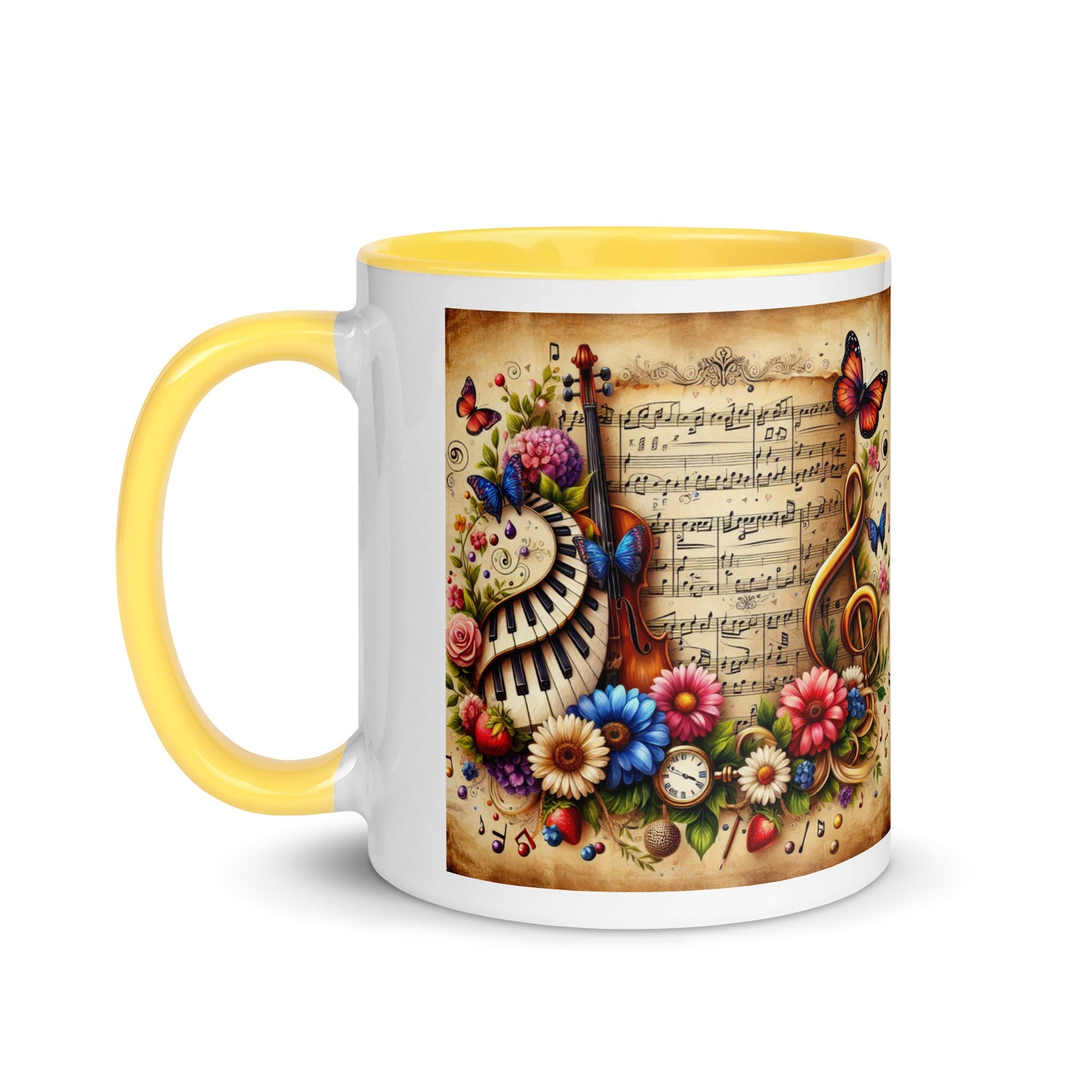 Tasse mit farbiger Innenseite 'Music is life', Teil meiner 'Music is life'-Kollektion