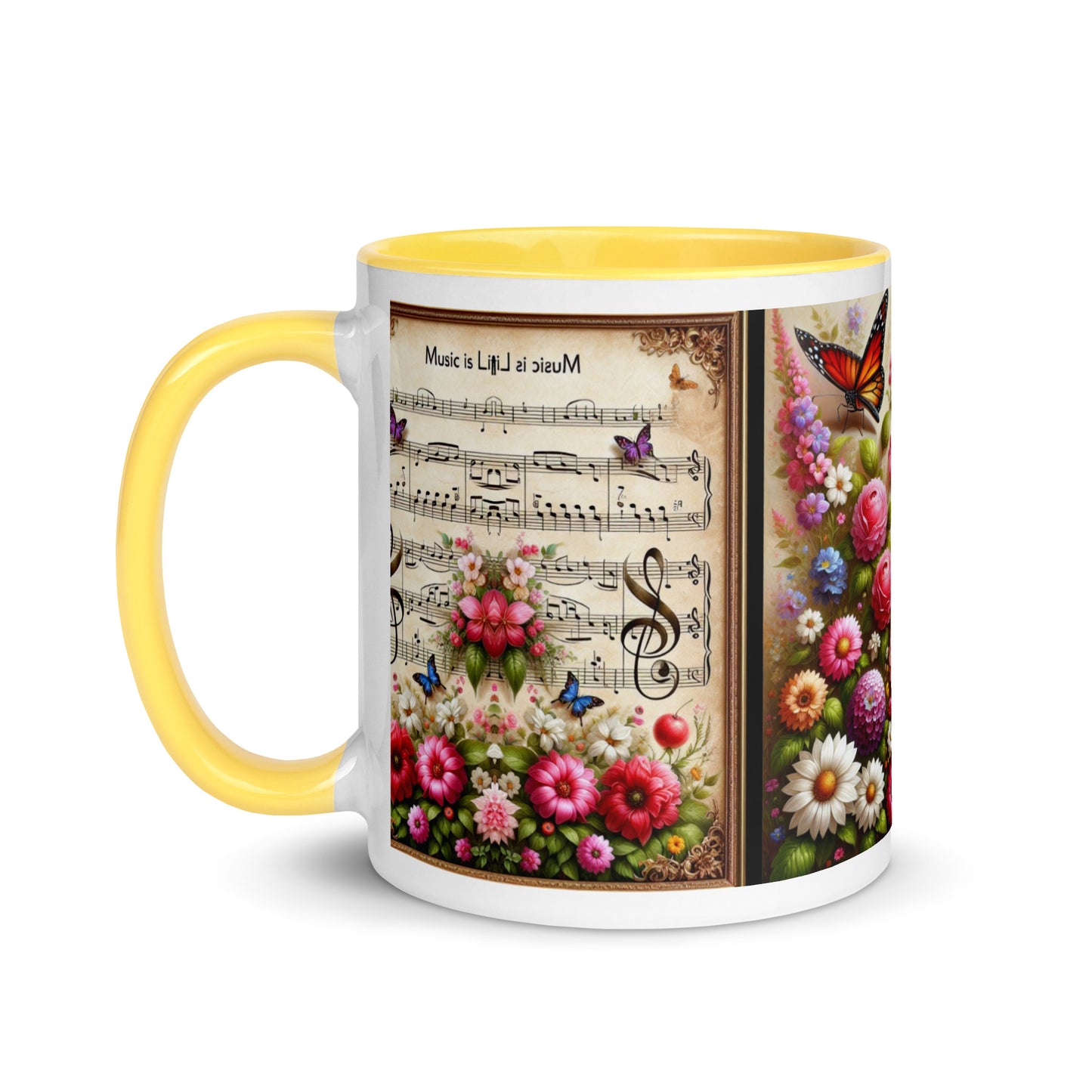 Tasse mit farbiger Innenseite 'Music is life', Teil meiner 'Music is life'-Kollektion