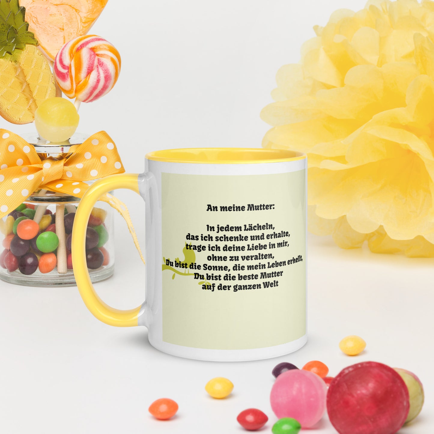 Tasse mit farbiger Innenseite (325 ml) "Happy mother's day"