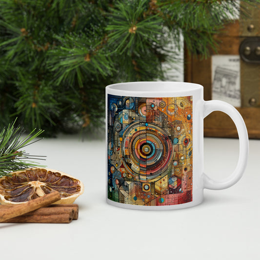 Weiße, glänzende Tasse (325ml) mit dem Motiv 'Abstrakte Kunst'