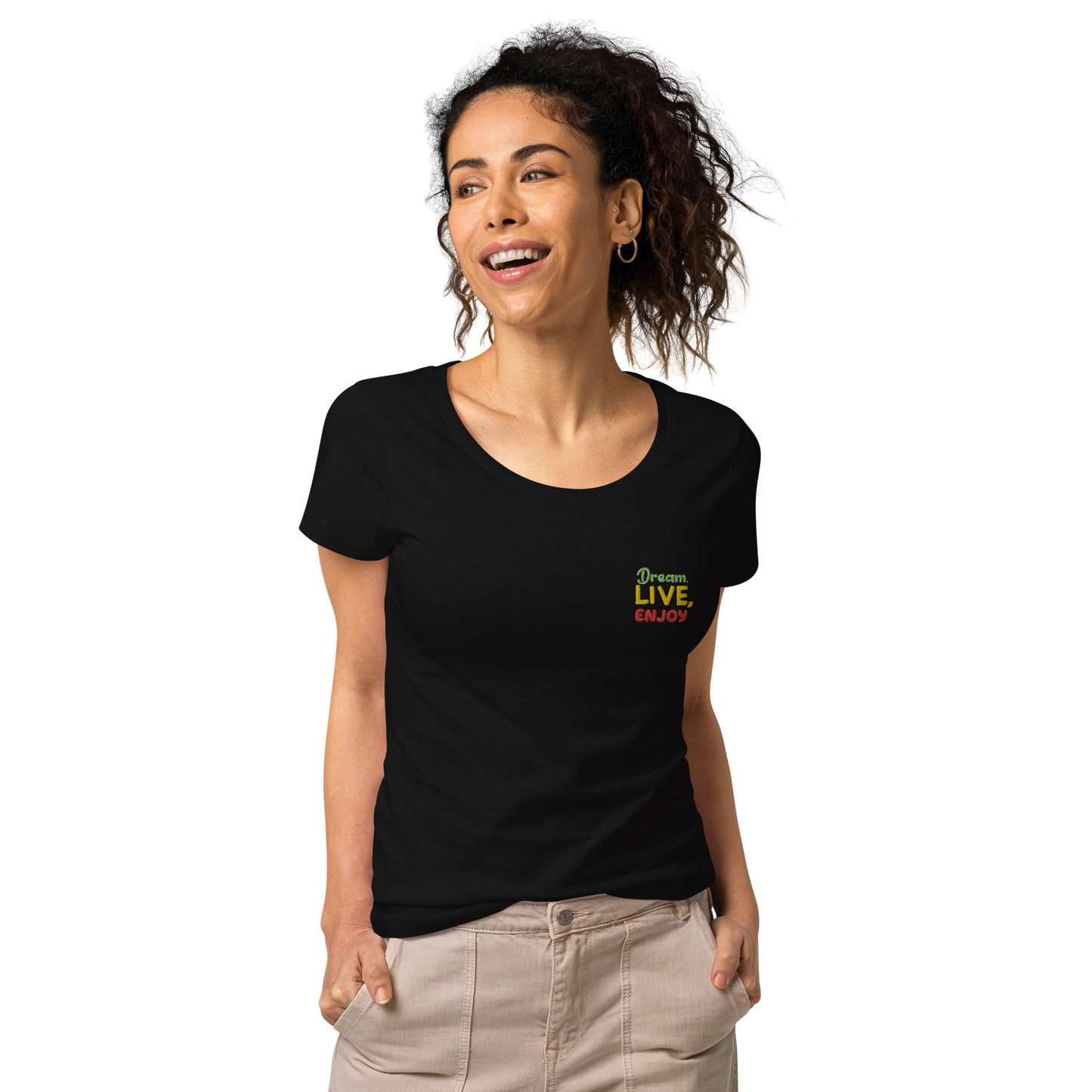 Basic Bio-T-Shirt für Damen "Dream, live, enjoy"