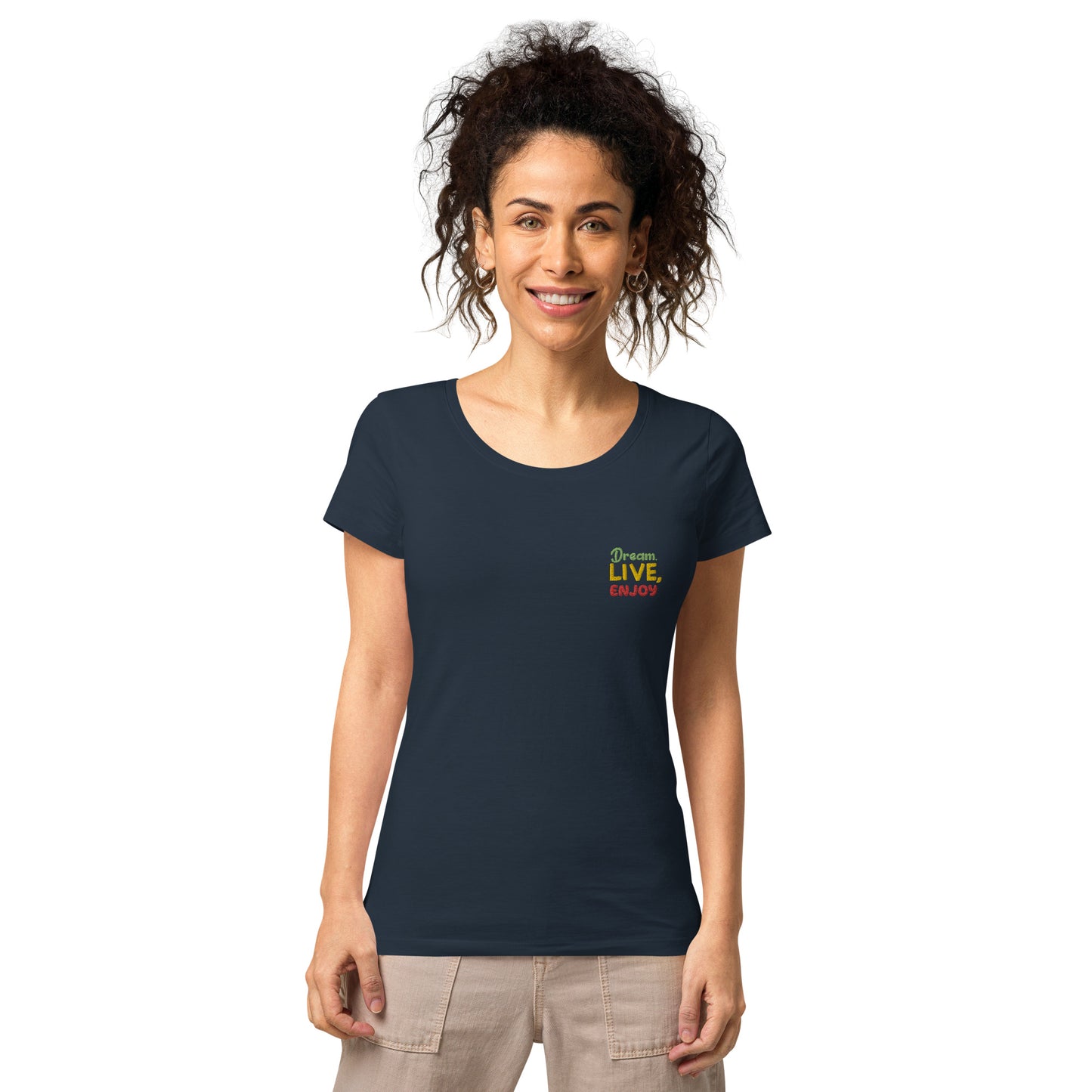 Basic Bio-T-Shirt für Damen "Dream, live, enjoy"