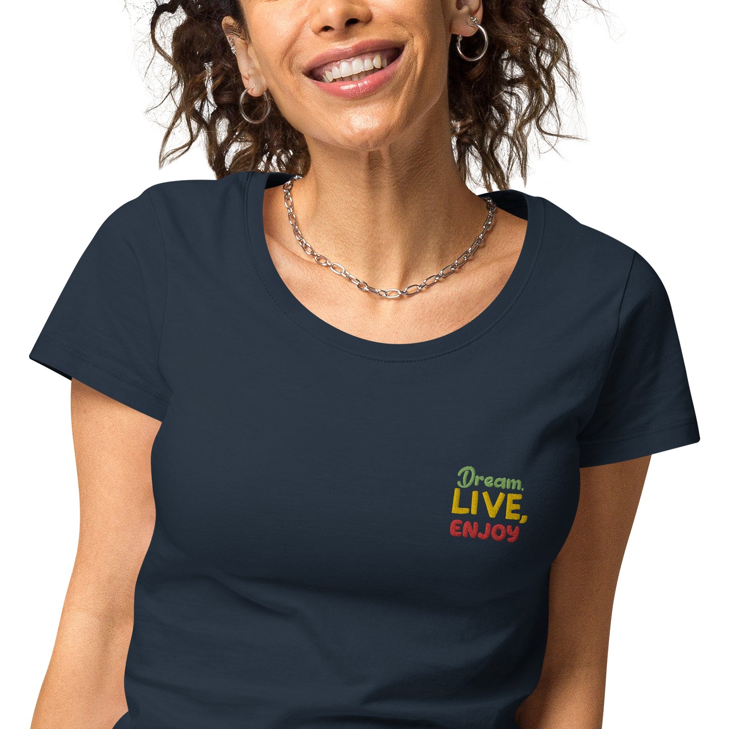 Basic Bio-T-Shirt für Damen "Dream, live, enjoy"