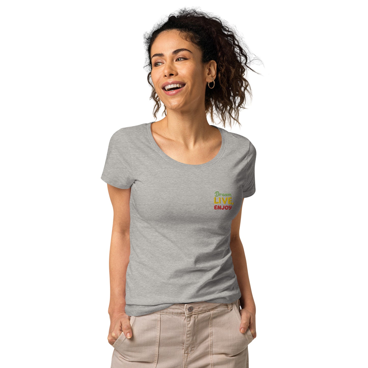 Basic Bio-T-Shirt für Damen "Dream, live, enjoy"