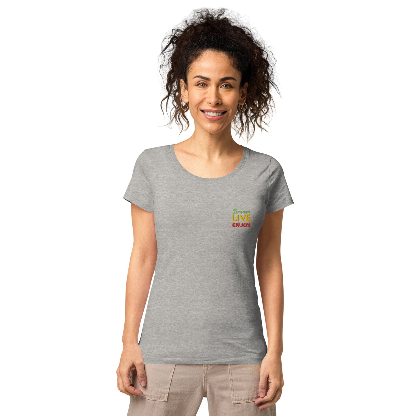 Basic Bio-T-Shirt für Damen "Dream, live, enjoy"