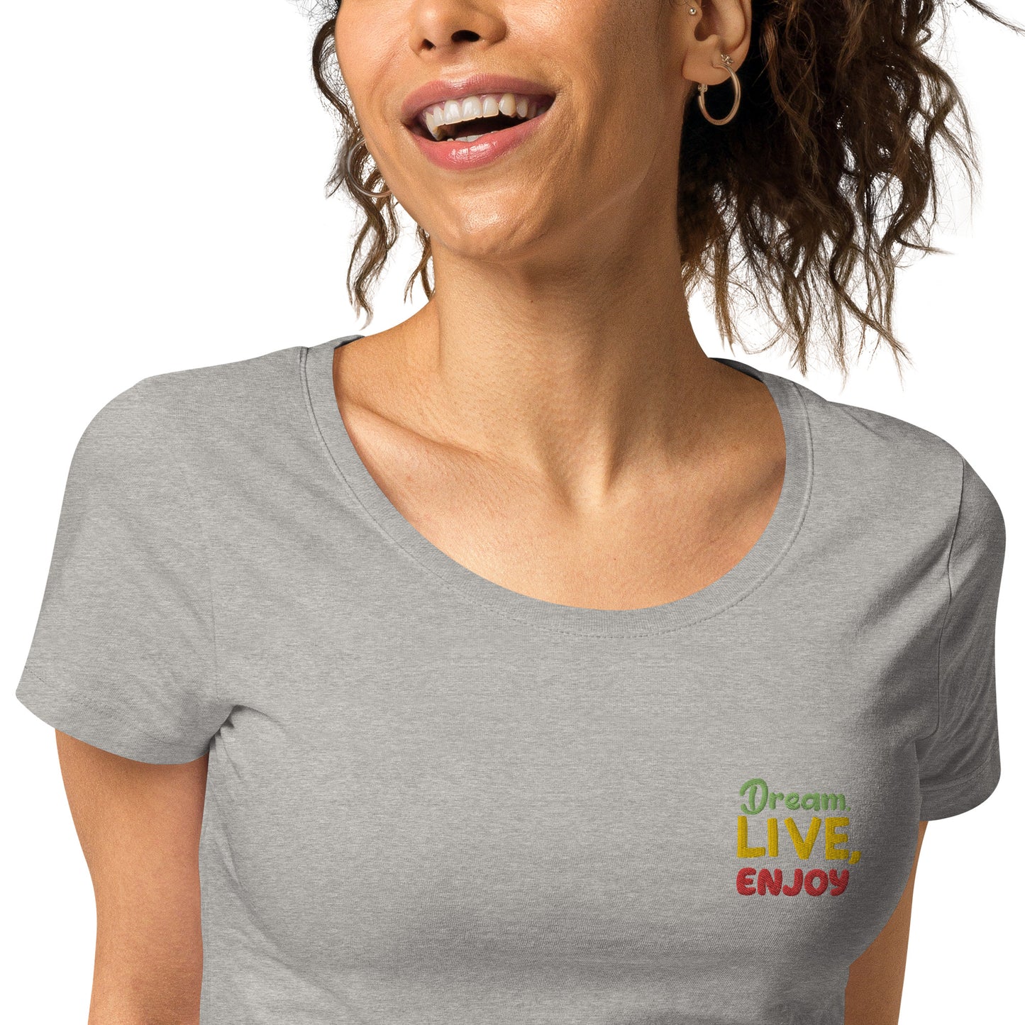 Basic Bio-T-Shirt für Damen "Dream, live, enjoy"