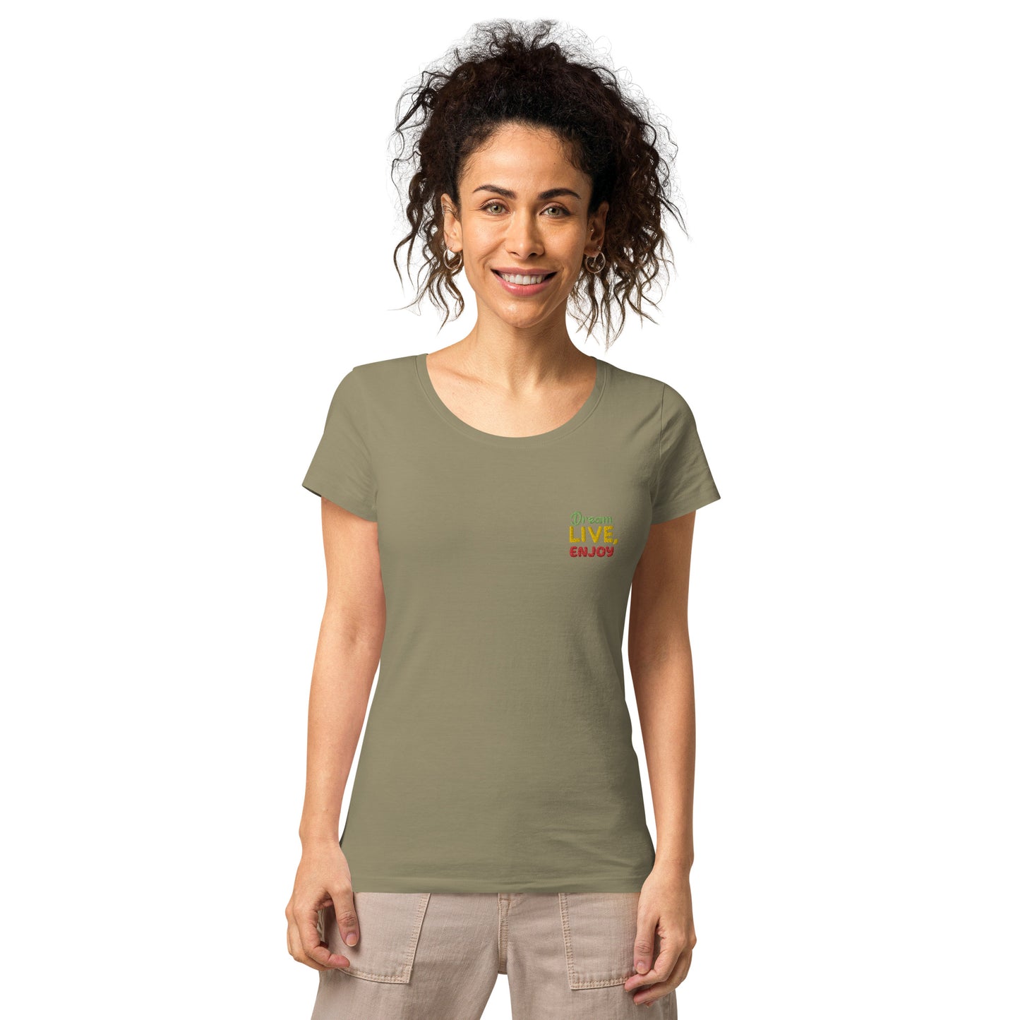 Basic Bio-T-Shirt für Damen "Dream, live, enjoy"