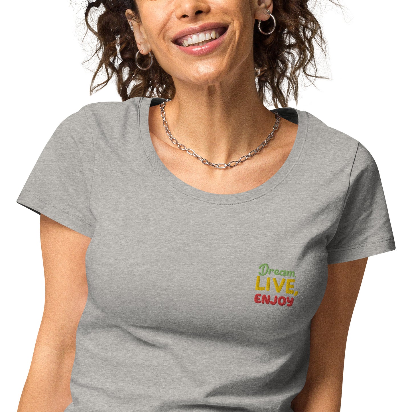 Basic Bio-T-Shirt für Damen "Dream, live, enjoy"