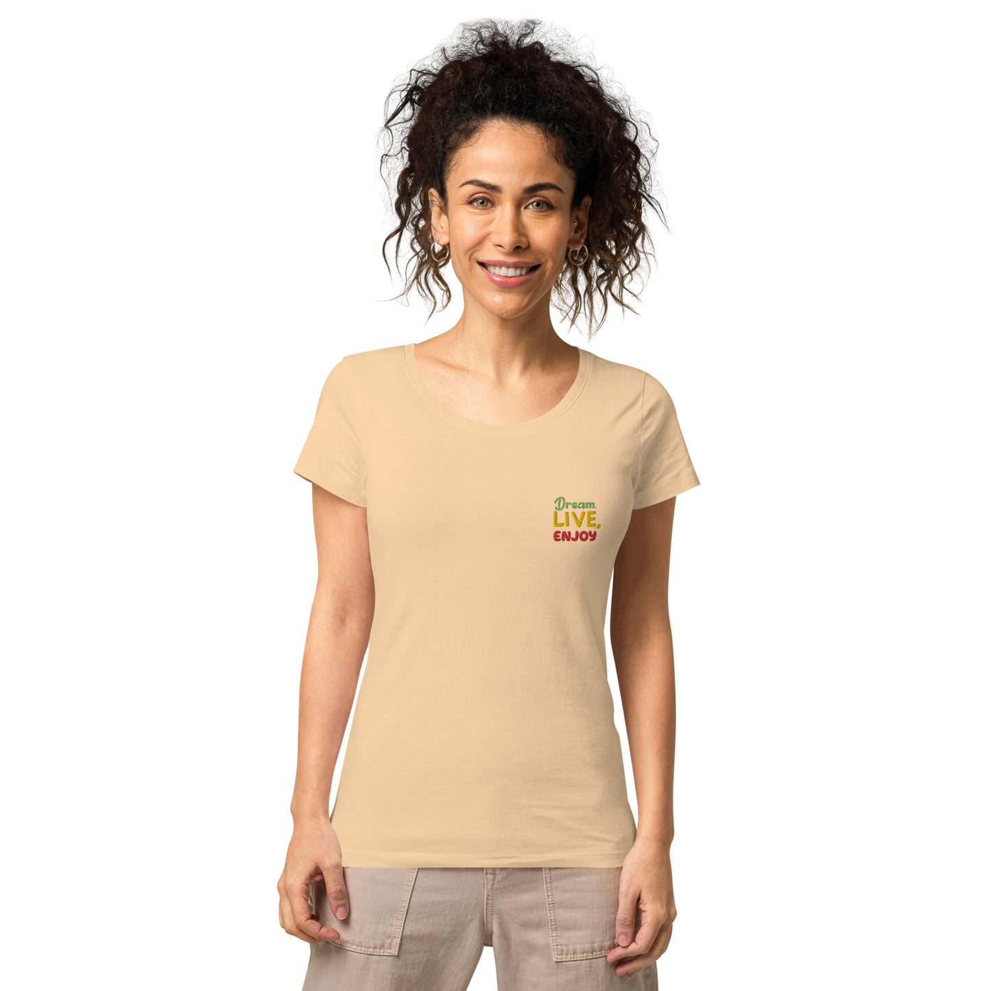 Basic Bio-T-Shirt für Damen "Dream, live, enjoy"