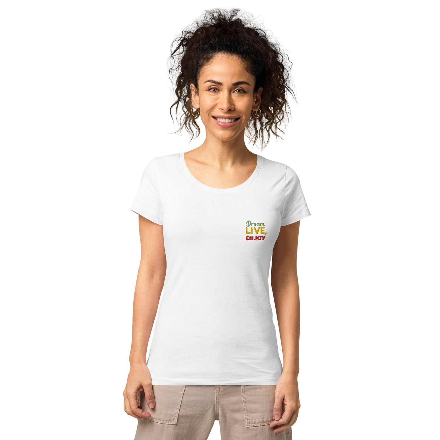 Basic Bio-T-Shirt für Damen "Dream, live, enjoy"