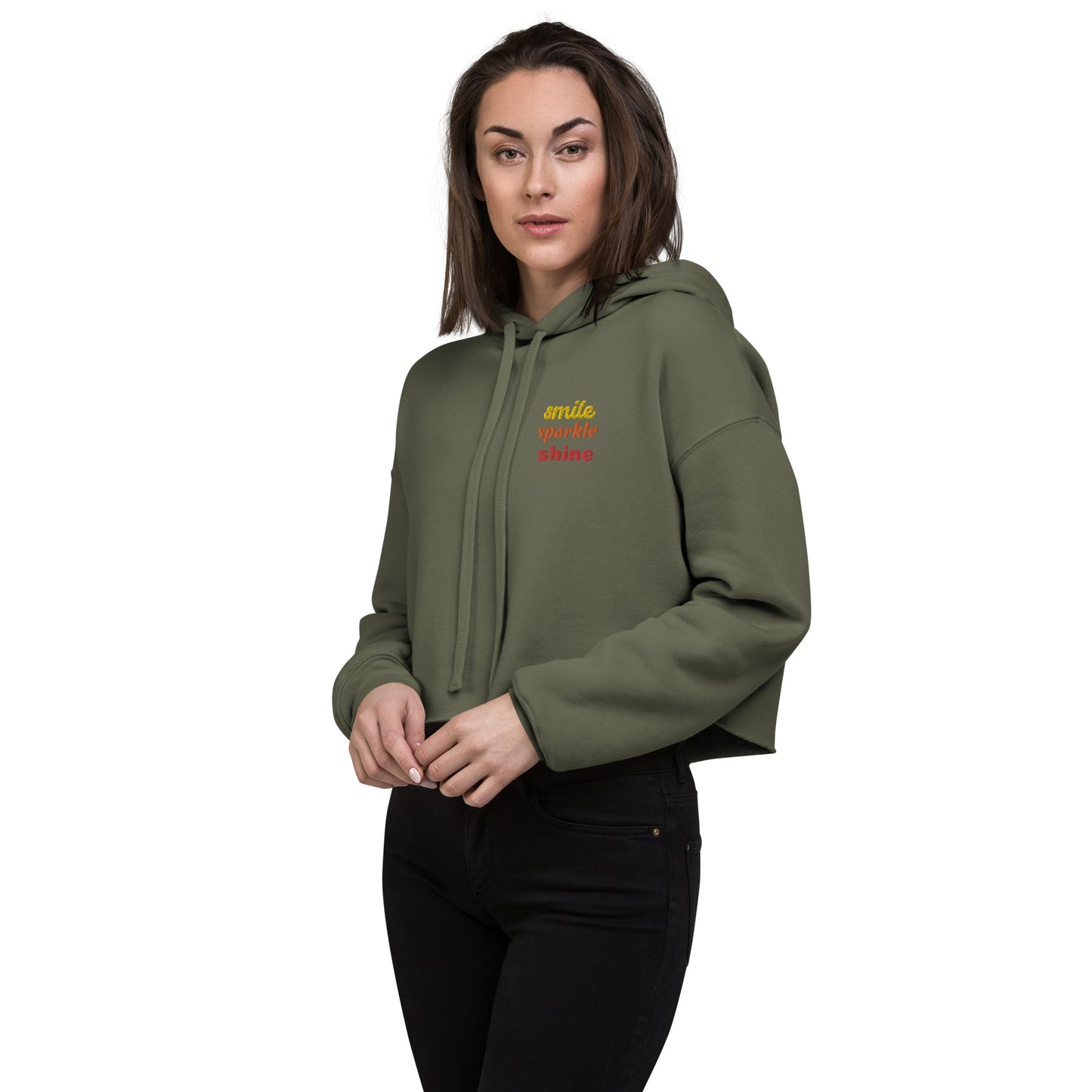 Cropped Hoodie für Damen | Bella + Canvas 7502 "Smile, sparkle, shine"