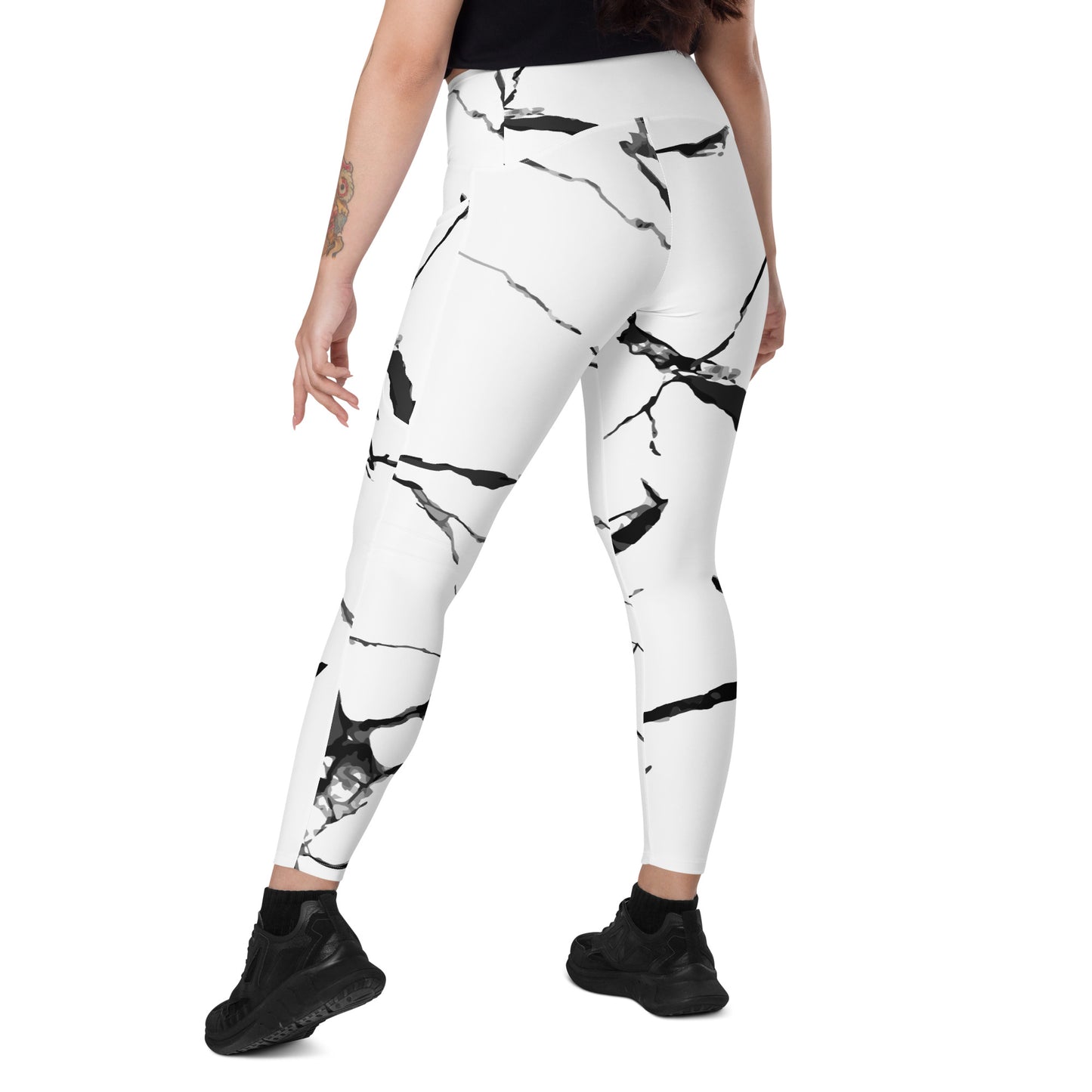 Recycelter V-Bund-Leggings mit Taschen