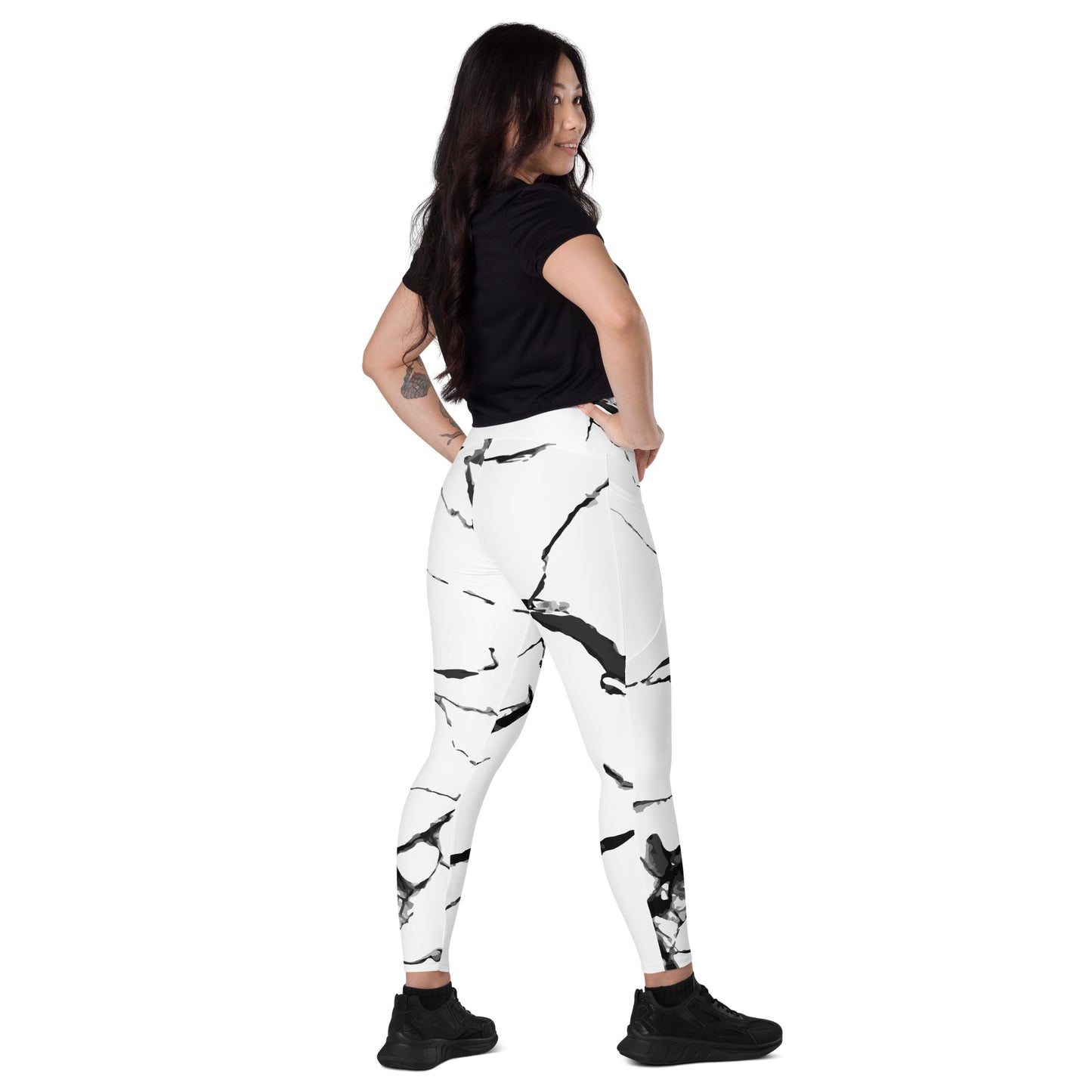 Recycelter V-Bund-Leggings mit Taschen