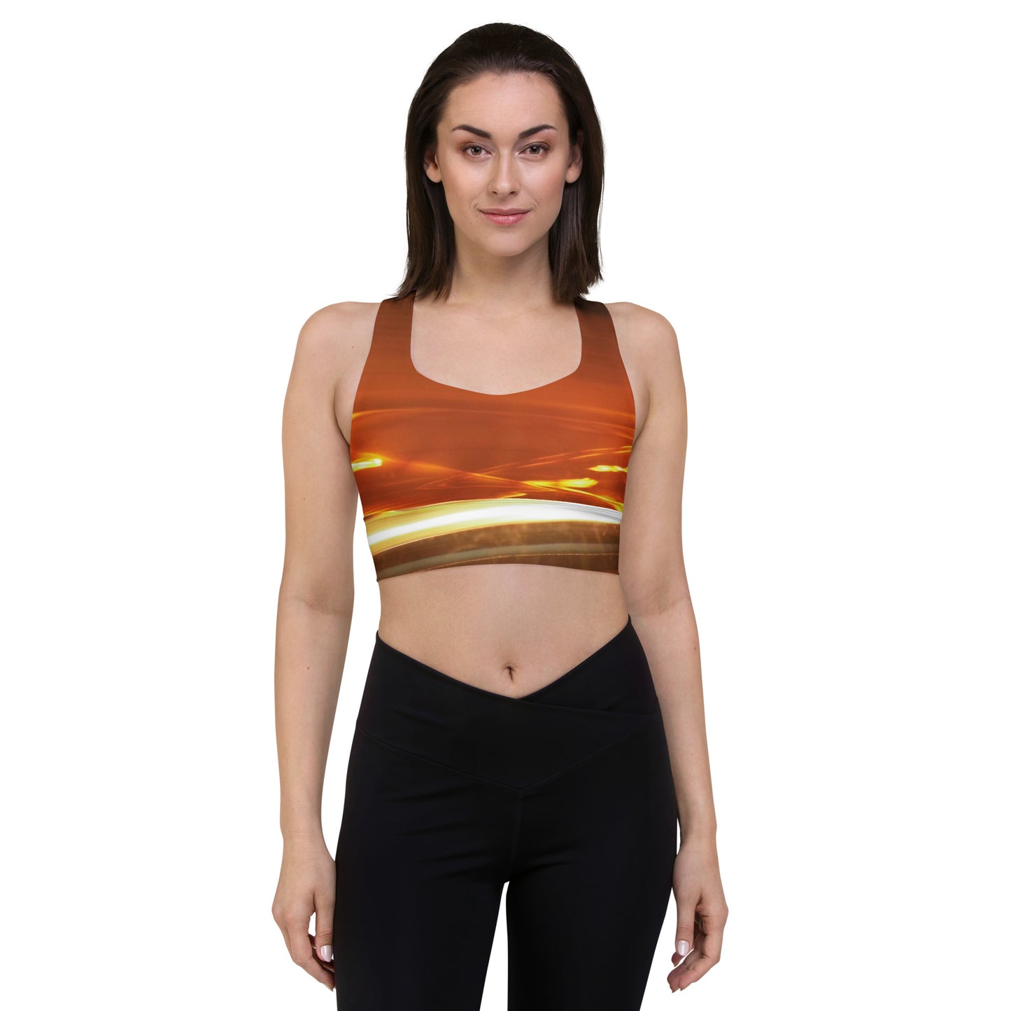 Longline-Sport-BH passt zu leggings "Orangish"