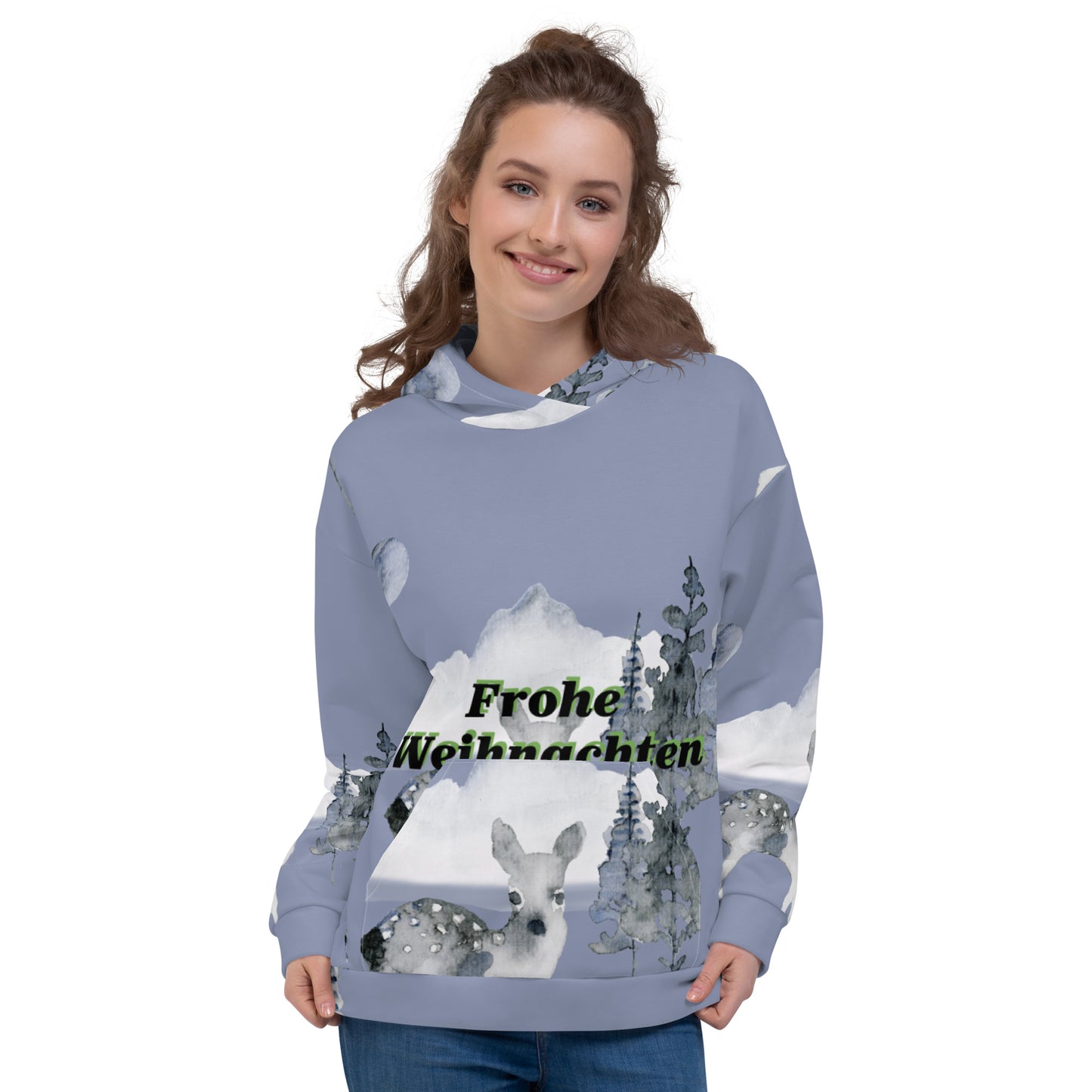 Recycelter Unisex-Kapuzenpullover / Allover-Hoodie "Weihnachten"