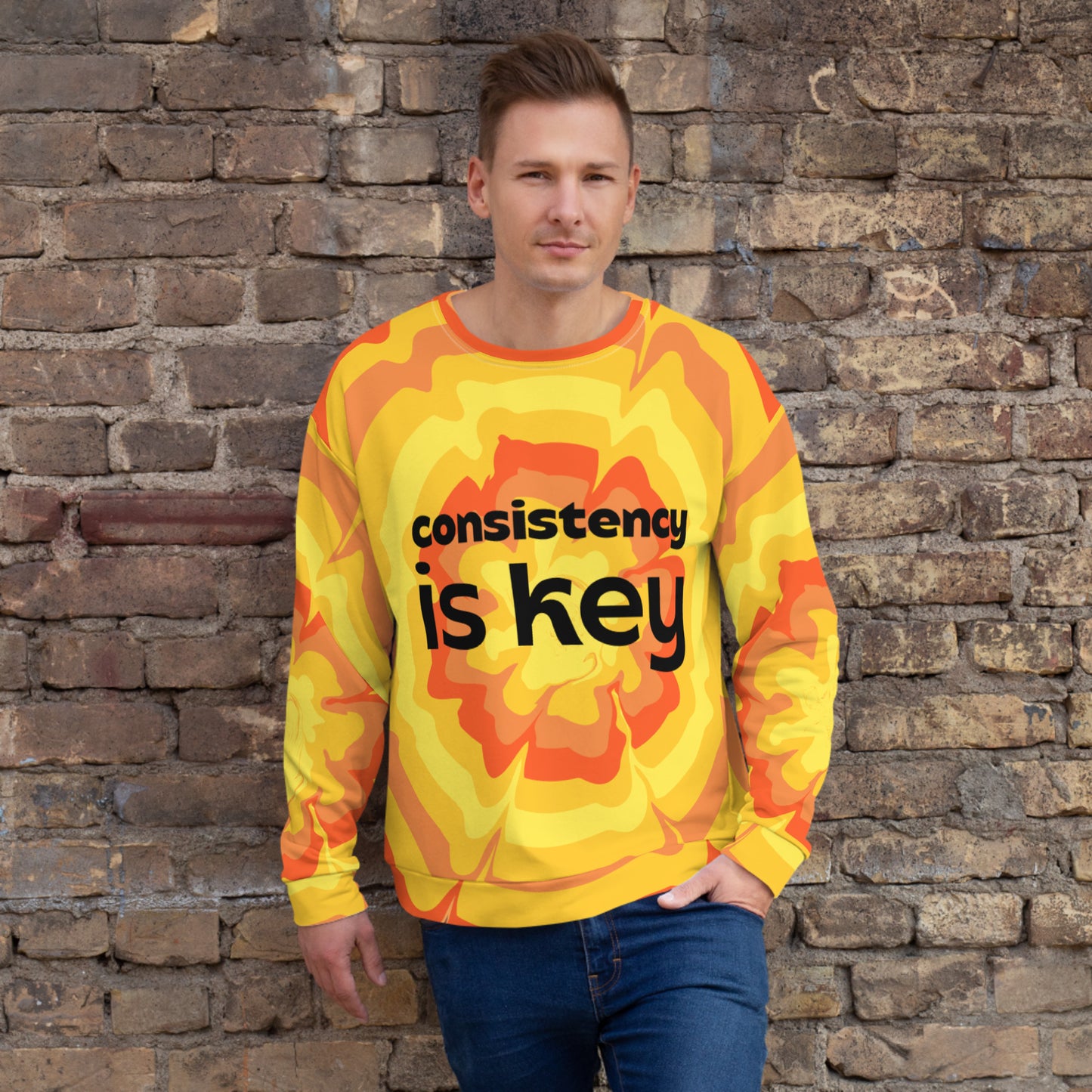 Recycelter Unisex-Pullover "Consistency is key"