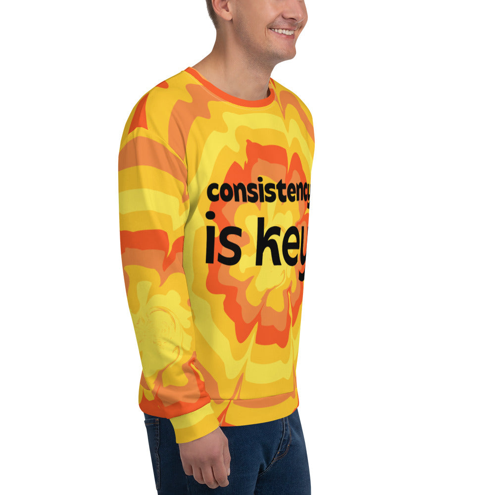 Recycelter Unisex-Pullover "Consistency is key"