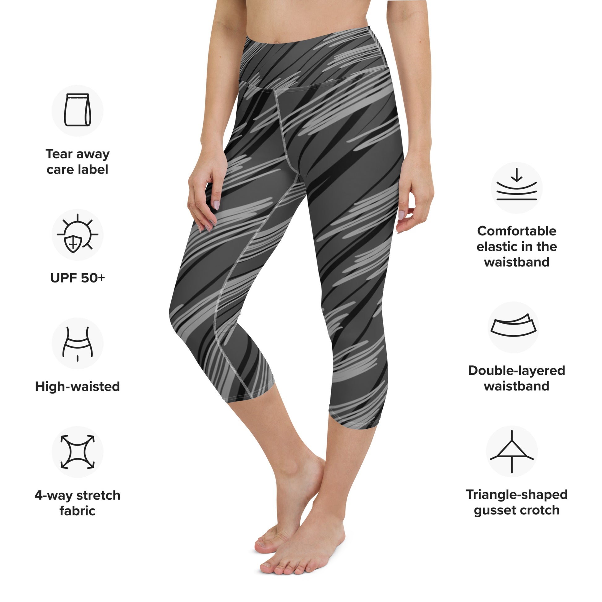 Diese Yoga-Capri-Leggings mit hohem, elastischem Bund ist die perfekte Wahl für Yoga, das Fitnessstudio oder für einen gemütlichen Abend zu Hause.  • 82 % Polyester, 18 % Elastan • Sehr weicher 4-Wege-Stretchstoff • Bequemer hoher Bund • Reicht bis Wadenmitte • Flachnaht und Abdeckstich