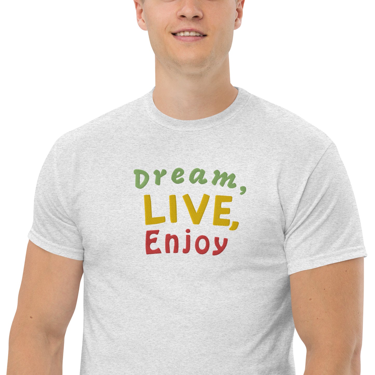 Klassisches Herren-T-Shirt | Gildan 5000 "Dream, live, enjoy"